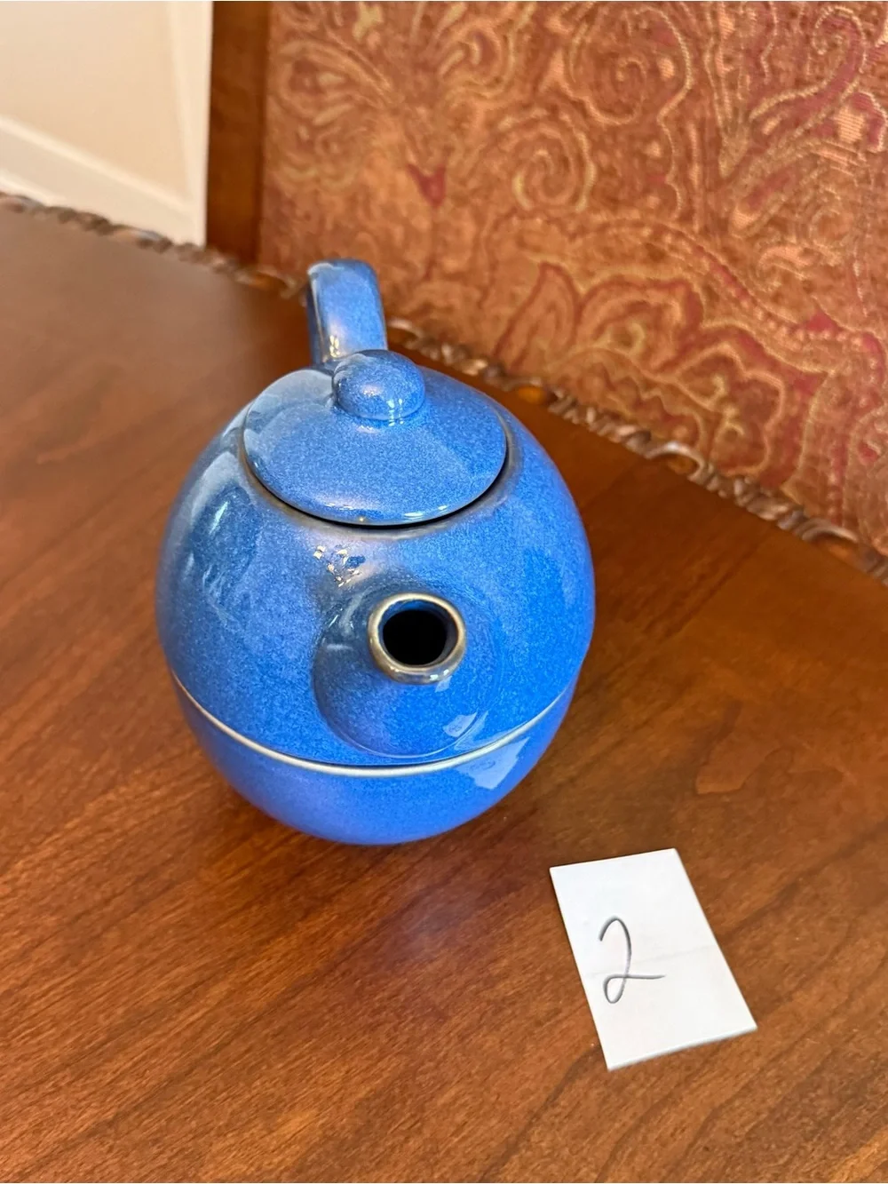Pier 1 Blue Stoneware Tea for One Stackable 3-Piece Set with Teapot, Lid and Cup